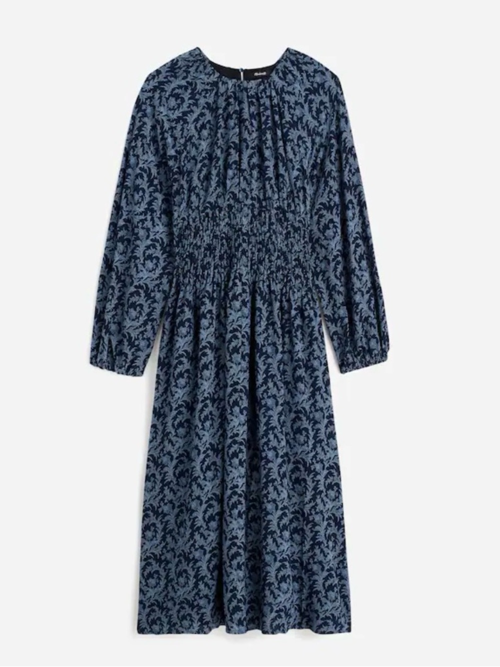 Madewell Bubble-Sleeve Smocked Midi Dress in Floral